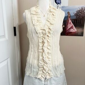 Vintage Cream Ruffle Tank Top